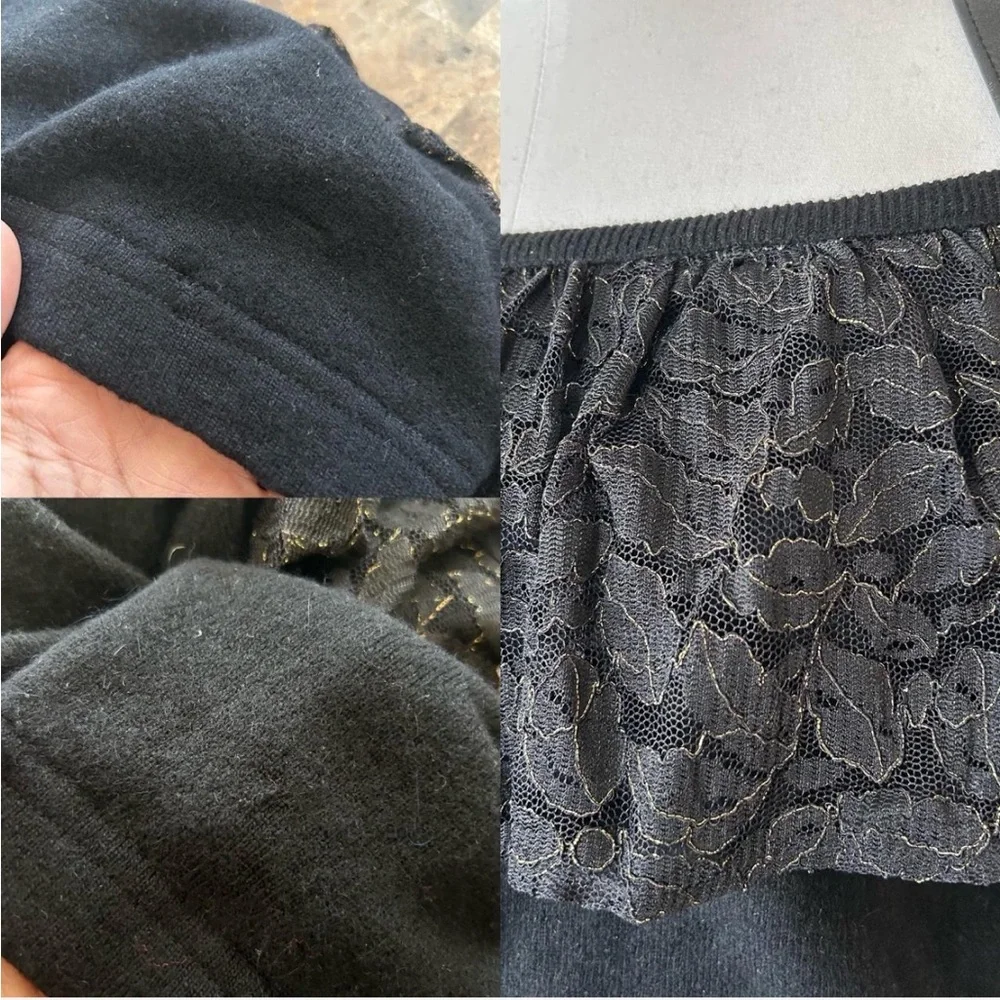 Vintage 1980s Outlander Off-the-shoulder  Wool Sweater with lace Black M - Picture 8 of 8
